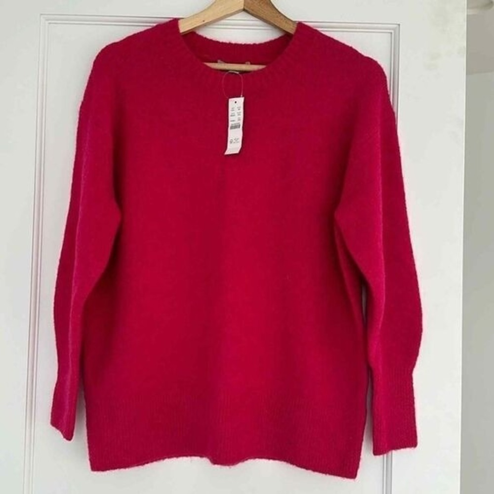 J.Crew crewneck sweater pink Merino Wool Blend Alpaca BM202‎ Pullover Knit
